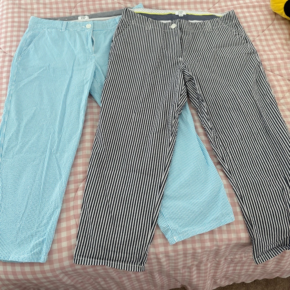 crown & ivy Striped Ankle Pants in Light Blue and Black/White